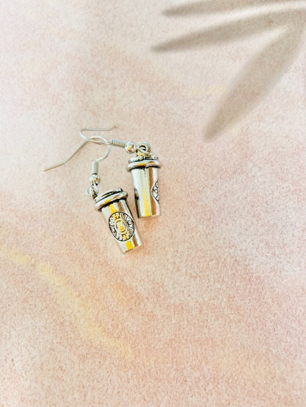 Silver coffee tumbler earrings